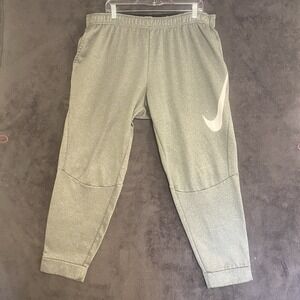 Nike Therma HBR Fleece Pants Men XXLT Black White Swoosh Dri Fit Sweats Joggers